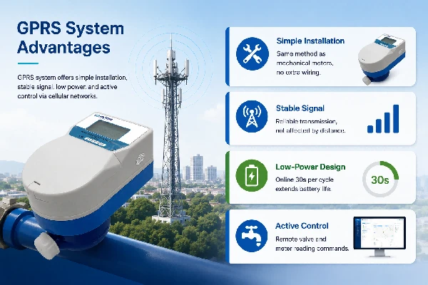GPRS smart water meter system advantages - simple installation, stable signal, low power, active control GPRS smart water meter system advantages - simple installation, stable signal, low power, active control